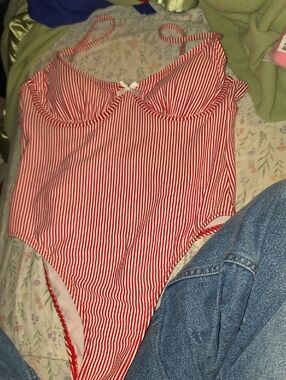 No Boundaries Red and White Striped Women's One Piece